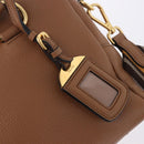 PRADA Hand Bag Leather 2way Beige Gold Tone Auth ka6236M-23