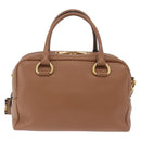 PRADA Hand Bag Leather 2way Beige Gold Tone Auth ka6236M-3