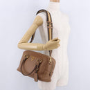 PRADA Hand Bag Leather 2way Beige Gold Tone Auth ka6236M-31