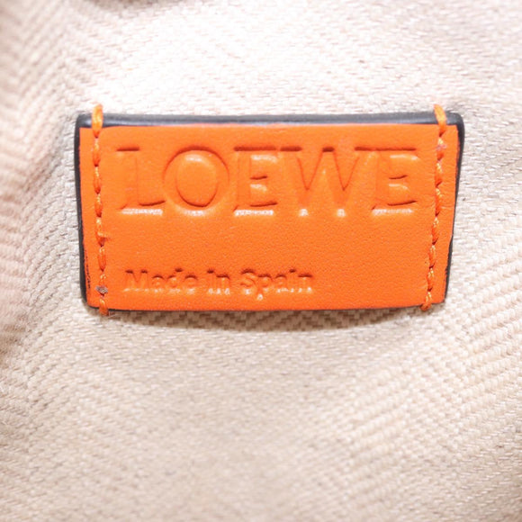 LOEWE Shoulder Bag Leather Orange Gold Tone Auth ka6237A