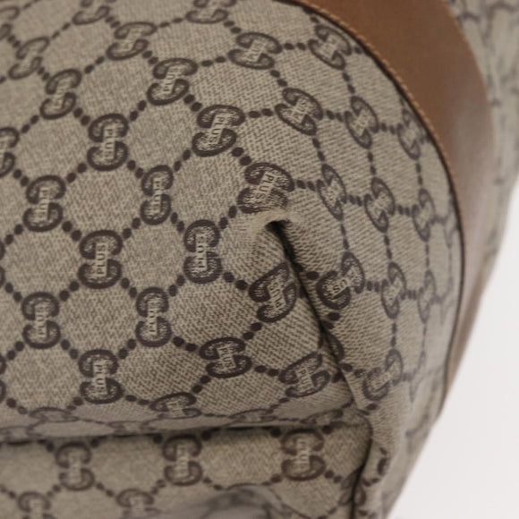 GUCCI GUCCI Plus Supreme Web Sherry Line Tote Bag PVC Beige Gold Auth ka624