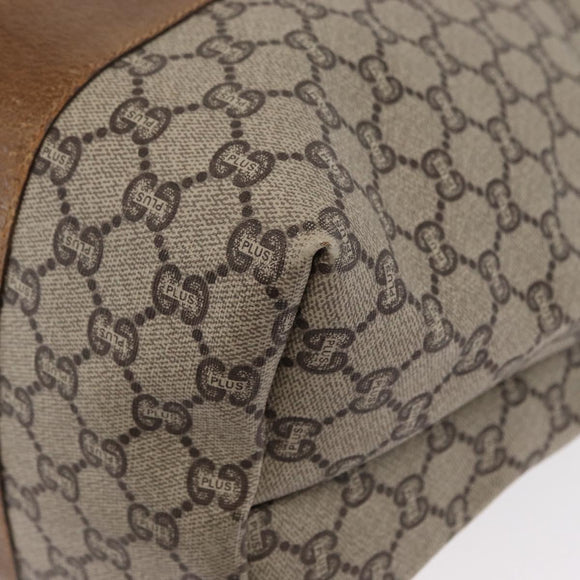 GUCCI GUCCI Plus Supreme Web Sherry Line Tote Bag PVC Beige Gold Auth ka624