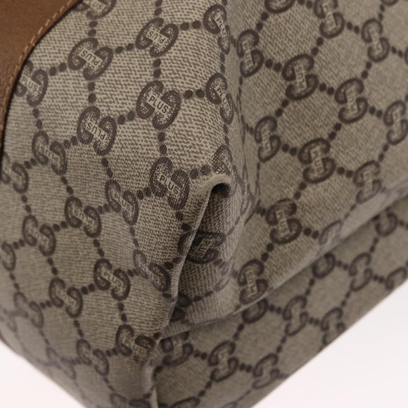 GUCCI GUCCI Plus Supreme Web Sherry Line Tote Bag PVC Beige Gold Auth ka624