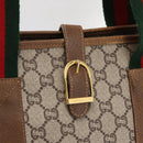 GUCCI GUCCI Plus Supreme Web Sherry Line Tote Bag PVC Beige Gold Auth ka624-14