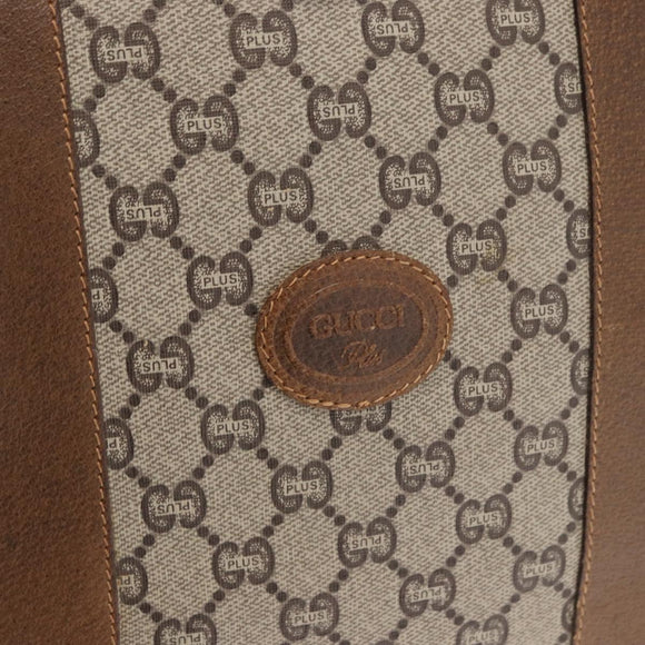 GUCCI GUCCI Plus Supreme Web Sherry Line Tote Bag PVC Beige Gold Auth ka624