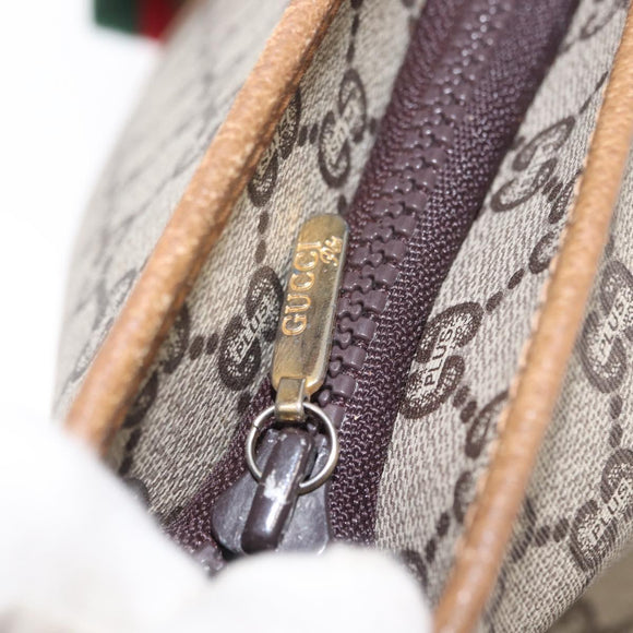 GUCCI GUCCI Plus Supreme Web Sherry Line Tote Bag PVC Beige Gold Auth ka624