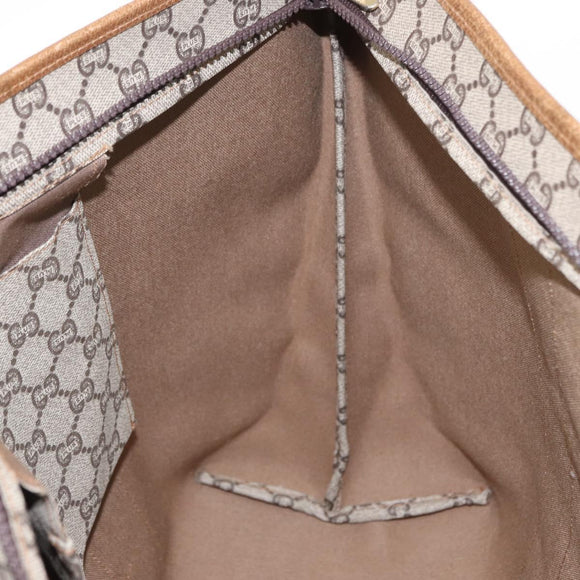 GUCCI GUCCI Plus Supreme Web Sherry Line Tote Bag PVC Beige Gold Auth ka624