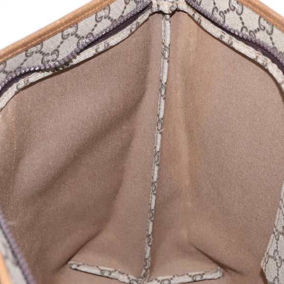 GUCCI GUCCI Plus Supreme Web Sherry Line Tote Bag PVC Beige Gold Auth ka624