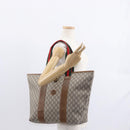 GUCCI GUCCI Plus Supreme Web Sherry Line Tote Bag PVC Beige Gold Auth ka624-22