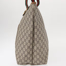 GUCCI GUCCI Plus Supreme Web Sherry Line Tote Bag PVC Beige Gold Auth ka624-4
