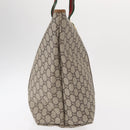 GUCCI GUCCI Plus Supreme Web Sherry Line Tote Bag PVC Beige Gold Auth ka624-5