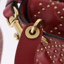 Christian Dior Lady Dior Canage Hand Bag Lamb Skin 2way Red Gold Auth ka6240V-15