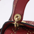 Christian Dior Lady Dior Canage Hand Bag Lamb Skin 2way Red Gold Auth ka6240V-16