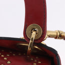 Christian Dior Lady Dior Canage Hand Bag Lamb Skin 2way Red Gold Auth ka6240V-17