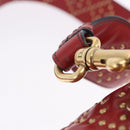 Christian Dior Lady Dior Canage Hand Bag Lamb Skin 2way Red Gold Auth ka6240V-19