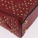 Christian Dior Lady Dior Canage Hand Bag Lamb Skin 2way Red Gold Auth ka6240V-20