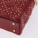 Christian Dior Lady Dior Canage Hand Bag Lamb Skin 2way Red Gold Auth ka6240V-21