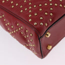 Christian Dior Lady Dior Canage Hand Bag Lamb Skin 2way Red Gold Auth ka6240V-22
