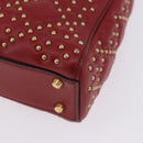 Christian Dior Lady Dior Canage Hand Bag Lamb Skin 2way Red Gold Auth ka6240V-23
