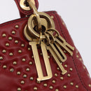 Christian Dior Lady Dior Canage Hand Bag Lamb Skin 2way Red Gold Auth ka6240V-10