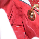Christian Dior Lady Dior Canage Hand Bag Lamb Skin 2way Red Gold Auth ka6240V-28