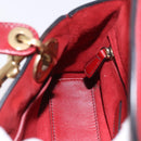 Christian Dior Lady Dior Canage Hand Bag Lamb Skin 2way Red Gold Auth ka6240V-29
