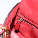 Christian Dior Lady Dior Canage Hand Bag Lamb Skin 2way Red Gold Auth ka6240V-30