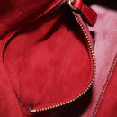 Christian Dior Lady Dior Canage Hand Bag Lamb Skin 2way Red Gold Auth ka6240V-31
