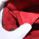Christian Dior Lady Dior Canage Hand Bag Lamb Skin 2way Red Gold Auth ka6240V-12