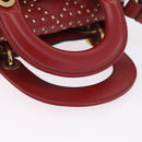 Christian Dior Lady Dior Canage Hand Bag Lamb Skin 2way Red Gold Auth ka6240V-7
