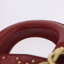 Christian Dior Lady Dior Canage Hand Bag Lamb Skin 2way Red Gold Auth ka6240V-14