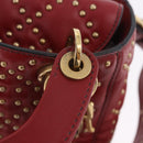 Christian Dior Lady Dior Canage Hand Bag Lamb Skin 2way Red Gold Auth ka6240V-8