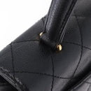 CHANEL Matelasse Hand Bag Caviar Skin Black Gold Tone CC Auth ka6241V-10