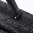 CHANEL Matelasse Hand Bag Caviar Skin Black Gold Tone CC Auth ka6241V-11