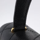 CHANEL Matelasse Hand Bag Caviar Skin Black Gold Tone CC Auth ka6241V-12