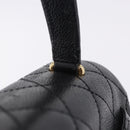 CHANEL Matelasse Hand Bag Caviar Skin Black Gold Tone CC Auth ka6241V-13