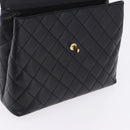 CHANEL Matelasse Hand Bag Caviar Skin Black Gold Tone CC Auth ka6241V-22