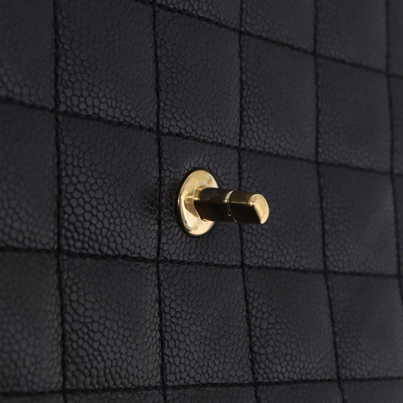 CHANEL Matelasse Hand Bag Caviar Skin Black Gold Tone CC Auth ka6241V