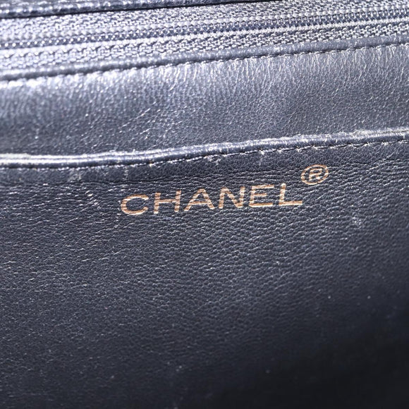 CHANEL Matelasse Hand Bag Caviar Skin Black Gold Tone CC Auth ka6241V