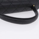CHANEL Matelasse Hand Bag Caviar Skin Black Gold Tone CC Auth ka6241V-8
