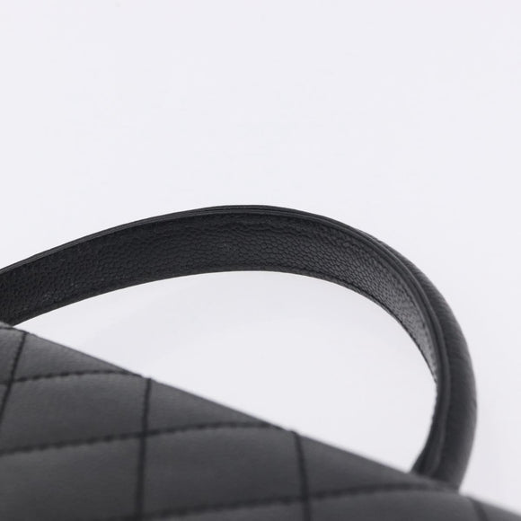 CHANEL Matelasse Hand Bag Caviar Skin Black Gold Tone CC Auth ka6241V