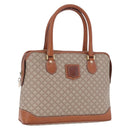 CELINE Macadam Hand Bag PVC Leather Beige Gold Tone Auth ka6244A-1