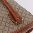 CELINE Macadam Hand Bag PVC Leather Beige Gold Tone Auth ka6244A-14