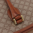 CELINE Macadam Hand Bag PVC Leather Beige Gold Tone Auth ka6244A-15
