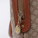 CELINE Macadam Hand Bag PVC Leather Beige Gold Tone Auth ka6244A-16