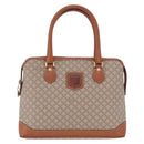 CELINE Macadam Hand Bag PVC Leather Beige Gold Tone Auth ka6244A-13