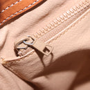 CELINE Macadam Hand Bag PVC Leather Beige Gold Tone Auth ka6244A-20
