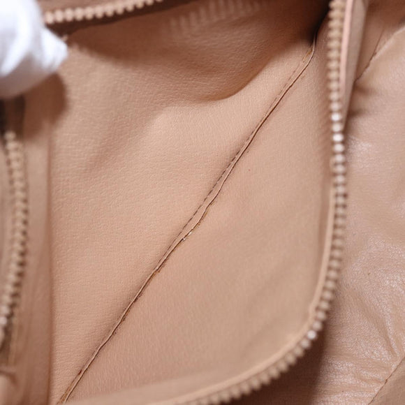 CELINE Macadam Hand Bag PVC Leather Beige Gold Tone Auth ka6244A
