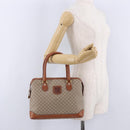CELINE Macadam Hand Bag PVC Leather Beige Gold Tone Auth ka6244A-22