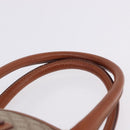 CELINE Macadam Hand Bag PVC Leather Beige Gold Tone Auth ka6244A-8